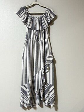 Maurices Women’s Size M Midi Striped Off The Shoulder Boho Dress